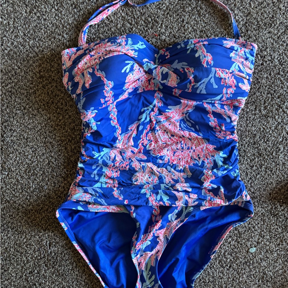 Lilly Pulitzer Blue and Pink One-Piece Swimsuit